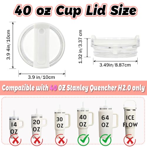 40 oz Tumbler Lid Replacement for Stanley Cup - Clear-White