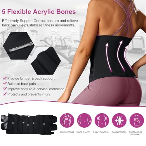 Waist Trainer Cincher for Women - Tummy Control Belt Black, Large