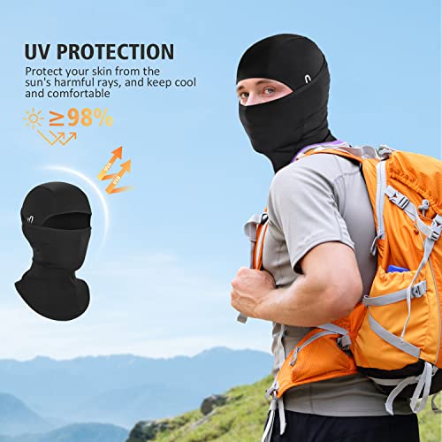 DAFIFO Ice Silk Summer Balaclava Face Mask for Men Women UV Sun Protection Black - One Size