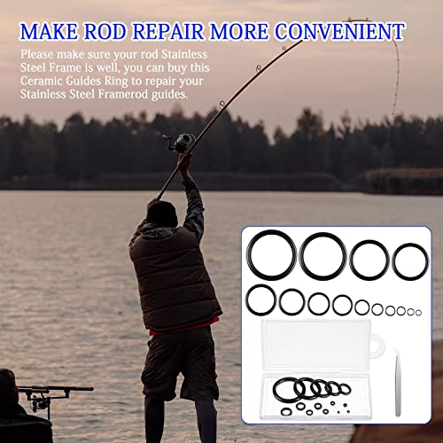 Fishing Rod Repair Kit - 30 Pieces with 15 Sizes & Tweezer