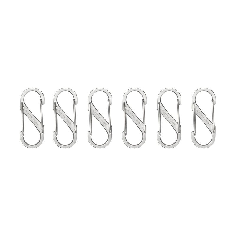 Nite Ize S-Biner Stainless Steel Dual Carabiner - Stainless Steel S-Biners for Key Organizer, Key Rings, or Belt Clip - Size 1, (6 Pack)