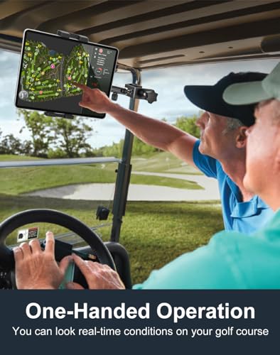 Golf Cart Tablet Holder with Square Clamp for Front Roof Strut | Anti-Vibration Phone Mount