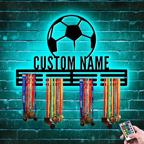 Custom Metal Soccer Medal Hanger Rack with LED Light - Soccer-03