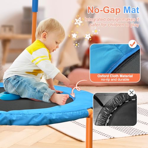 36-Inch Toddler Trampoline with Foam Handle - Orange & Blue