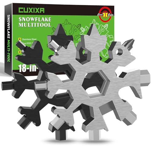 Stocking Stuffers for Men, Snowflake Multitool 2PCS 18 in 1 Stainless Steel Snowflake Multi Tool, Cool Gadgets for Outdoor Travel Camping Daily