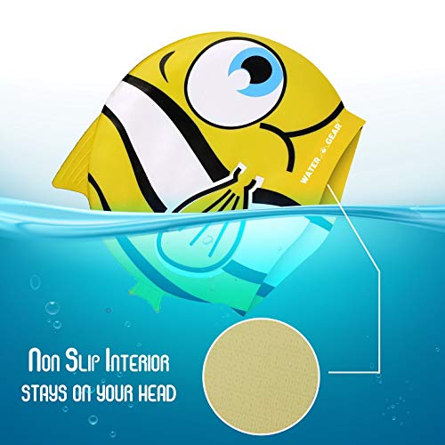 Critter Swim Cap for Kids - Yellow Fish Design
