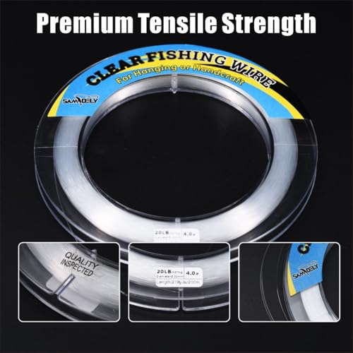 Invisible Fishing Wire - 20LB Strength, 218 Yards for Crafts & Decorations