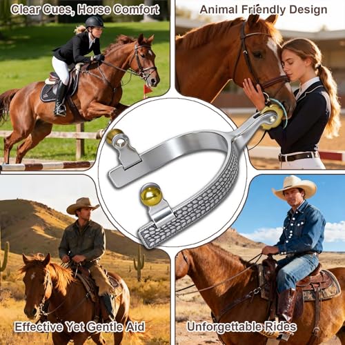 Professional Horse Spurs with Leather Straps - Safe Roller Control for Equestrian Training