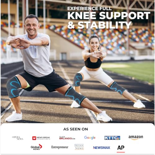 Modvel Blue Medium Compression Knee Brace Support for Men & Women - 2 Pack