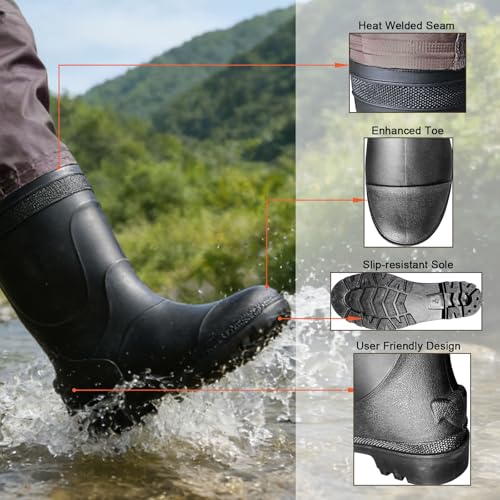Fiblink 2-Ply Nylon/PVC Chest Waders with Boots, Waterproof Fishing & Hunting Waders (Brown, M9/W11)