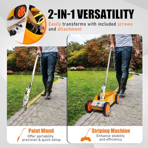 2 in 1 Detachable Parking Striping Line Marking Machine & Wand - Upgraded