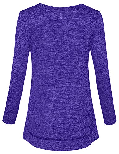 Moisture Wicking Long Sleeve Workout Tops for Women - Medium Purple