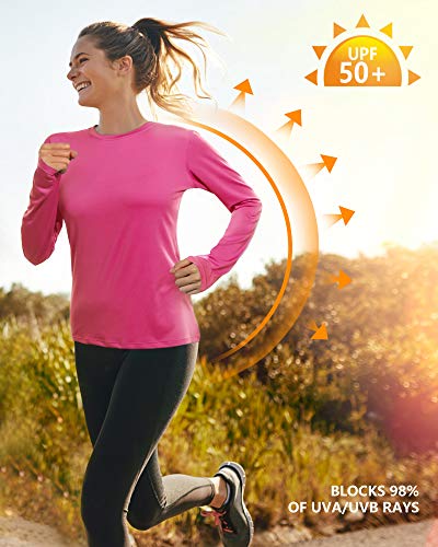 Women's UPF 50+ Sun Protection Long Sleeve Rash Guard 2 Pack - Pink & Lilac