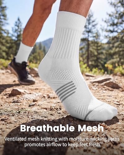 PAPLUS 3 Pairs Running Compression Socks for Men & Women – Medium / White