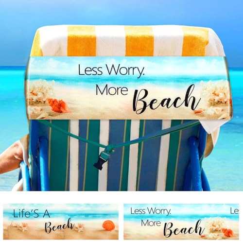 Beach Towel Clips - 2 Pack Elastic Chair Bands - Light Blue & White