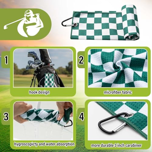 Liliful Checked Green Golf Accessories Kit with Towel & Club Brush