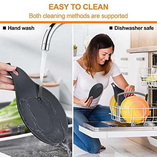 Silicone Spoon Rest Set for Stove Top and Kitchen Counter - 3 Pack, Gray