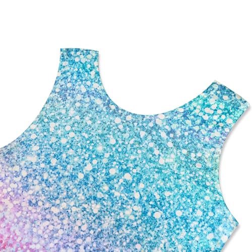 Gymnastics Leotard for Girls - Shiny Toddler Biketard 4-5T - Diamond Pink Green