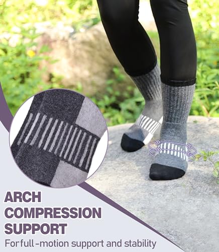 Merino Wool Hiking Socks - Thermal Warm Crew - Medium Color Mix A - 5 Pairs