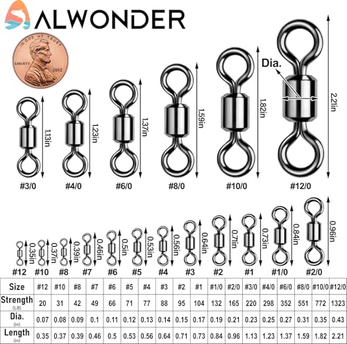 Fishing Barrel Swivels - Heavy Duty 71LB - 50 Pack