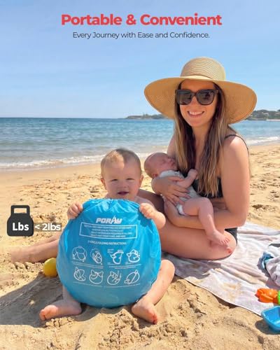 Large Deluxe Blue Baby Beach Tent with UPF 50+ Sun Shelter & Mosquito Net - Portable Pop Up Kids Travel Tent with Carry Bag & Stakes