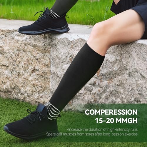 Compression Soccer Socks - Ankle Support, Anti-Slip, 3 Pack - Large Black