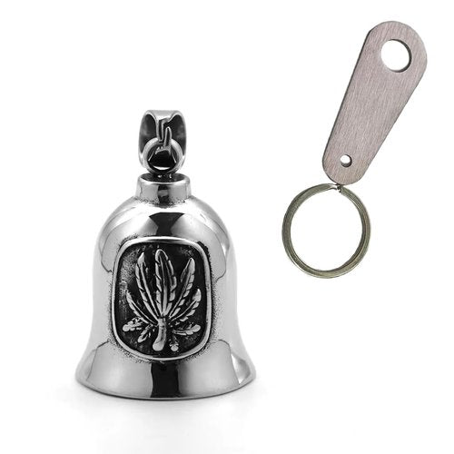 Leaf Motorcycle Ride Bell, Stainless Steel Bell Biker Accessory,Guard Riding Safety