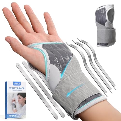 Carpal Tunnel Wrist Brace Night Support - Grey, Medium/Large, Right
