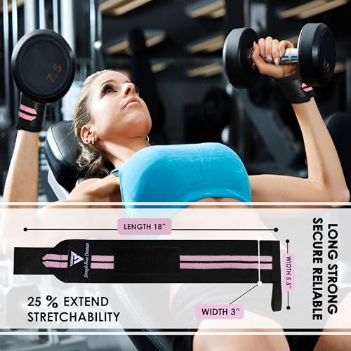 Beast 18” Cotton Wrist Wraps with Thumb Loop – Pink Weight Lifting Straps for Powerlifting