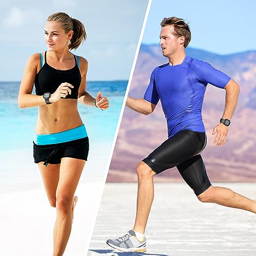 2 Pack Waterproof Replacement Bands for Fitbit Versa 3/4/Sense 2 - Black/Black, Large 7.1''-8.7''