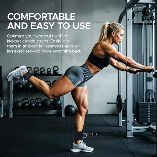 Adjustable Fitness Ankle Straps for Cable Machines - Black, 2PCS