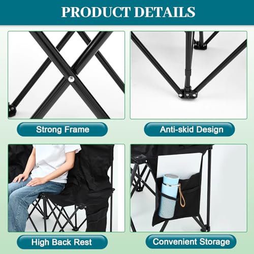6-Seater Portable Folding Soccer Bench - Classic Black