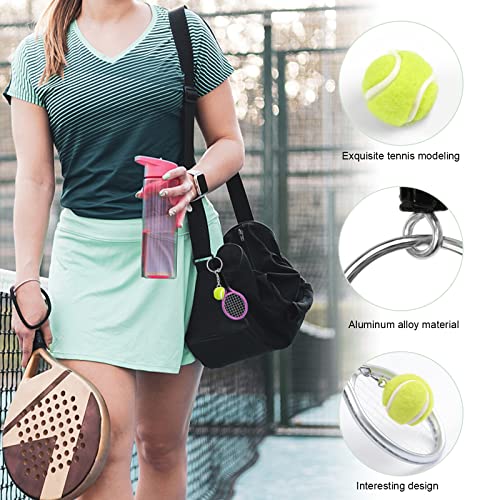 Mini Tennis Racket Keychain - 18 Pcs Split Ring in 6 Colors