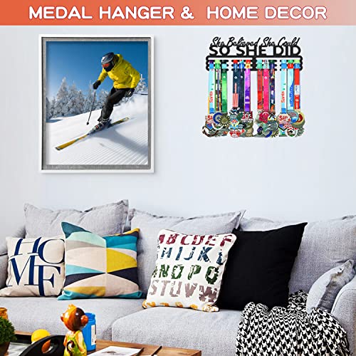 13.8-Inch Metal Medal Display Rack Wall Mount for Sports & Achievement - Black