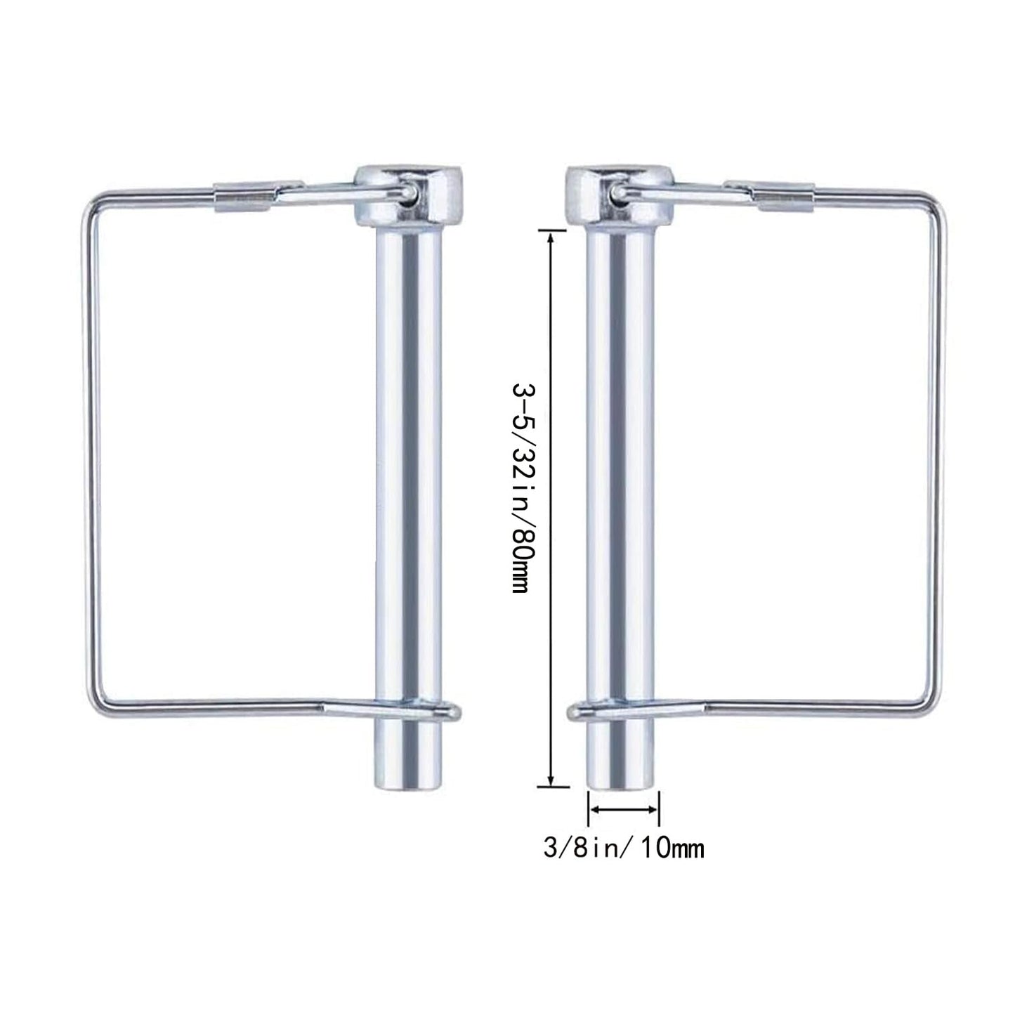 3/8" x 3-5/32" Trailer Hitch Pin 2 Pack, Heavy Duty Carbon Steel Hitch Locking Pins, Zinc Plated Rust-Resistant Coupler Pins for Utility Trailer, RV, Boat, Lawn Tractor, Farm Equipment