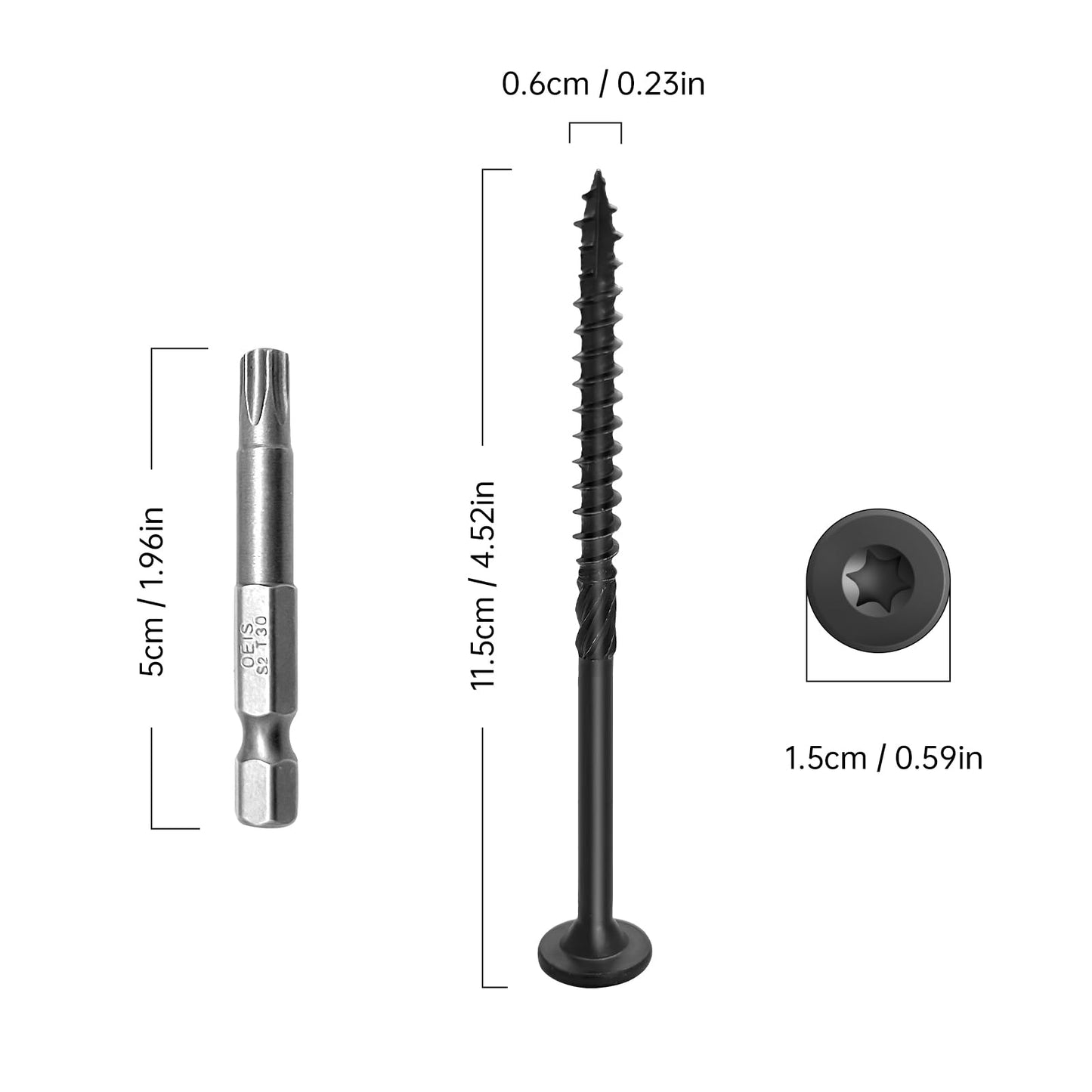 SahncaiTechTrade 4-1/2 Inch Deck Screws 300Pcs, Heavy-Duty Outdoor Wood Screws, Rust Resistant epoxy Coated for Timber/Log/Landscaping Wood, with T30 Star Bit (#14 x 4-1/2")