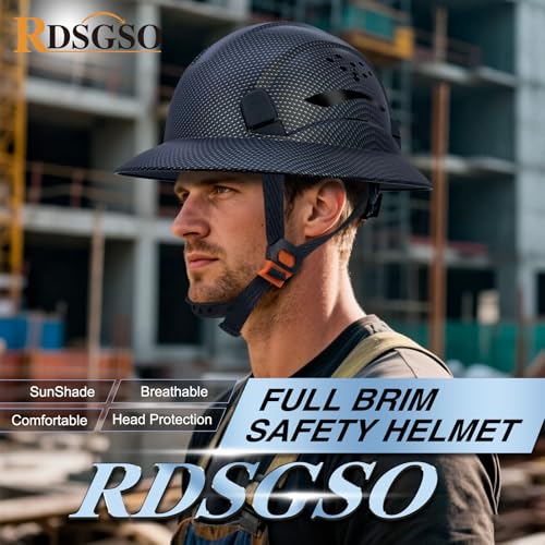Full Brim Hard Hat Vented Construction Safety Helmet Industrial Work Hardhat for Workers 6 Point Adjustable Ratchet Suspension OSHA Approved