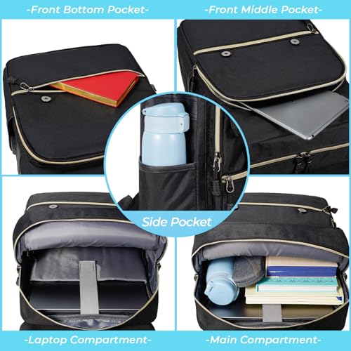 Vintage Laptop Backpack for Women - 15.6 Inch Casual Daypack with USB Charging