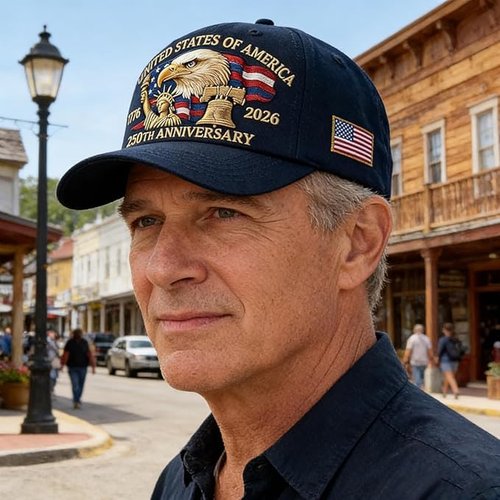 250 Year Anniversary America Hat Patriotic Cap 250th Anniversary Hat Adjustable Embroidery Patriotic Baseball Cap for Men Women (Blue)