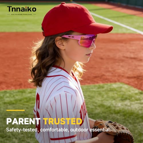 Kids Polarized Sunglasses - Pink Frame Pink Mirror Lens, UV Protection for Ages 3-12