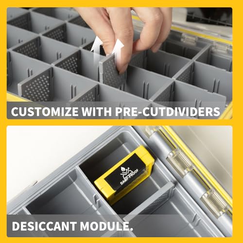 TOEWSON 3700 Water-Resistant Tackle Box with Removable Dividers, One-Hand Latch