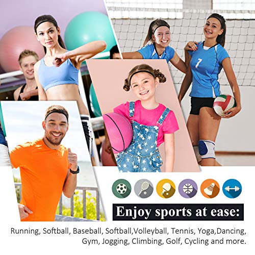 9-Pack Non-Slip Elastic Sport Headbands with Silicone Grip