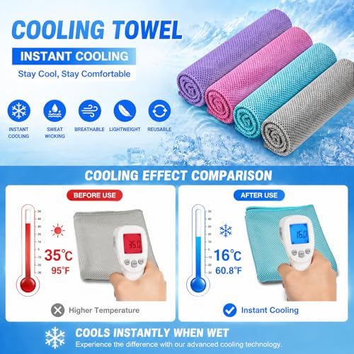 Cooling Towel 10-Pack, Quick Dry Microfiber for Summer Activities