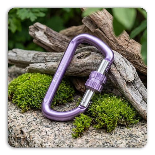 Purple 3-Pack Locking Carabiners 3 Inches, Strong 12kN D-Shape Outdoor Gear