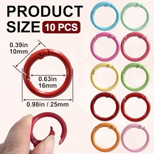 Round Spring O Rings - 10 Pcs Mixed Color 25mm Keyring Clips