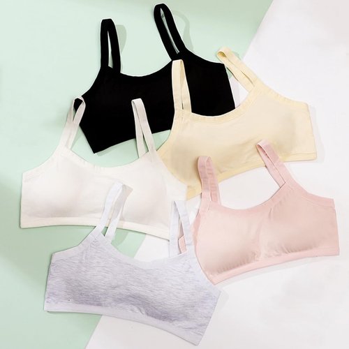 GAOIYO Teen Girls Seamless Training Bra Cotton Cami Wireless Bras Elastic (Girls Seamless Bra, 12-16 Years)