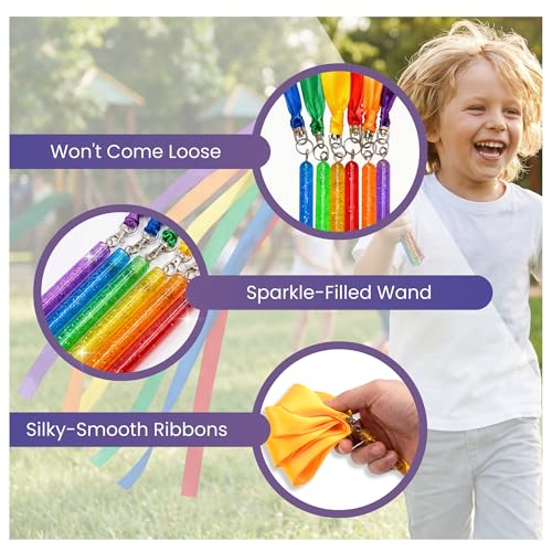 GSi 12-Pack Kids Ribbon Wands & Rings for Creative Movement & Dance