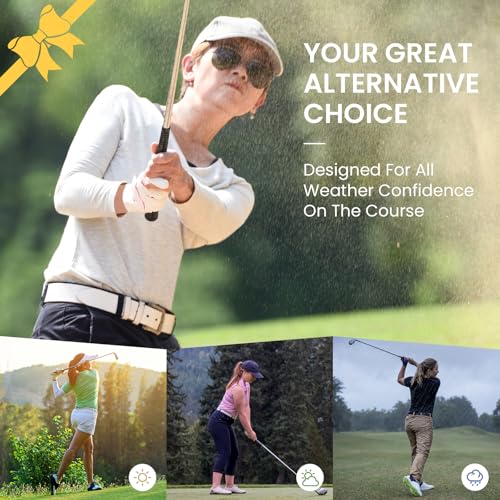FINGER TEN Women's Rain-Grip Golf Gloves - Ambidextrous, White, Small