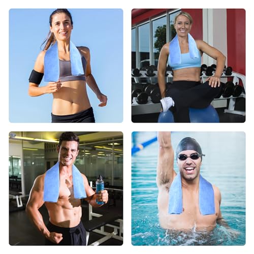 Microfiber Gym Towel Set - 3 Pack Soft Quick-Drying Towels - Grey, Blue, Purple
