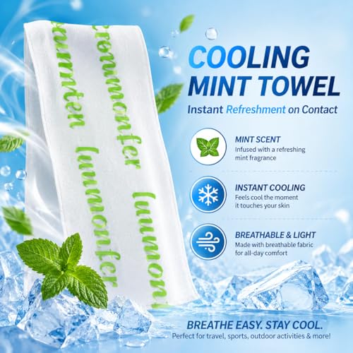 Herb Life 10-Pack Cooling Towels with Mint Scent — Instant Cold Relief for Outdoor Sports & Activities